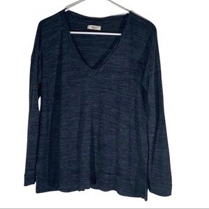 Madewell • Blue V-neck Long Sleeve Top